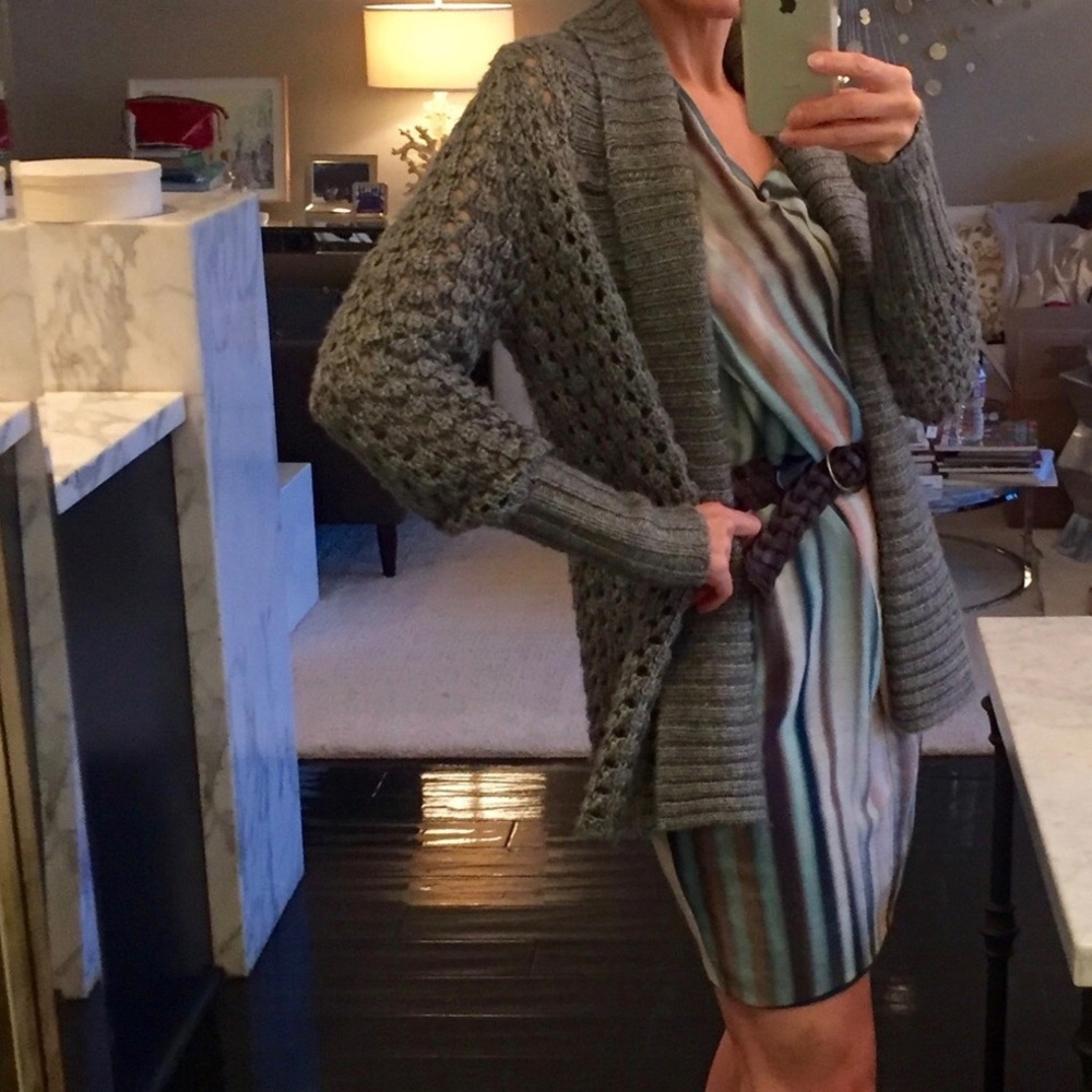 Open-knit Green/Grey Metallic Hazel Sweater